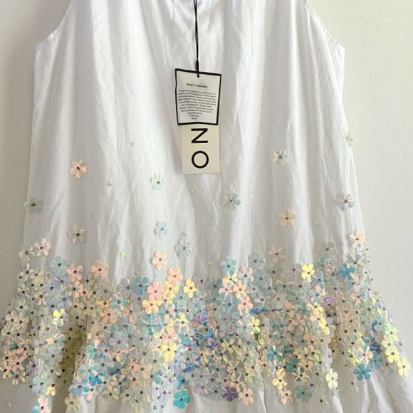 Suno White Sun Dress with Sequins - Picture 6 of 15